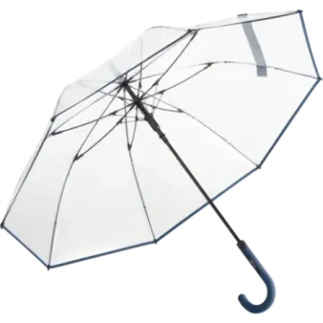 an open umbrella with a blue handle