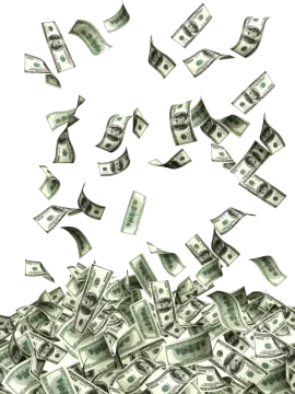 a pile of money flying through the air