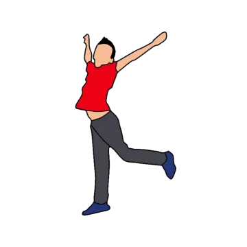 a person jumping with their arms in the air
