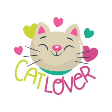 a cat with hearts and the word cat lover