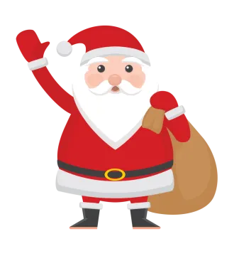 a santa claus holding a bag of presents