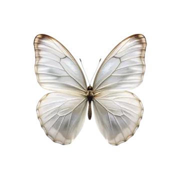 a white butterfly with black and white wings