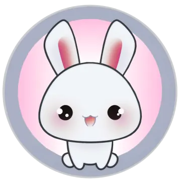a white rabbit sitting in front of a pink circle