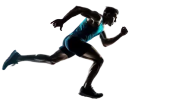 a man running on a white background