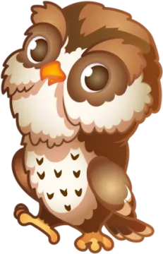 a brown and white owl sitting on the ground