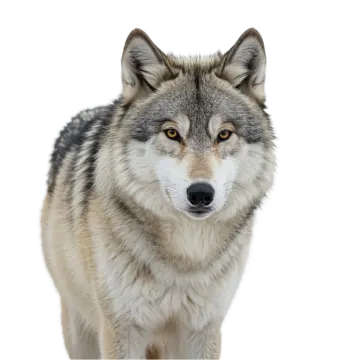 a wolf standing in front of a white background