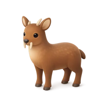 a small brown deer standing on a white background