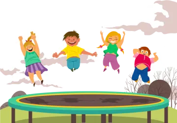 kids jumping on a tram tram