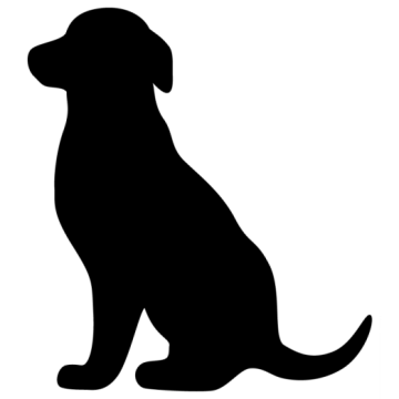 a black and white silhouette of a dog
