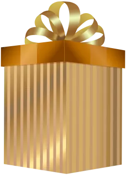 a brown gift box with a gold ribbon