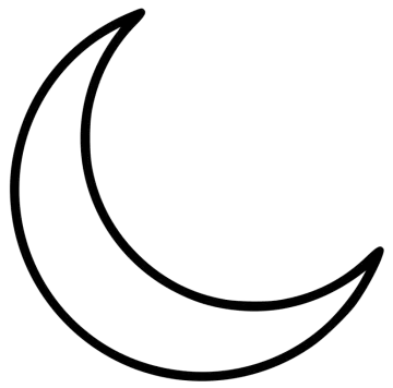 a black and white drawing of a crescent