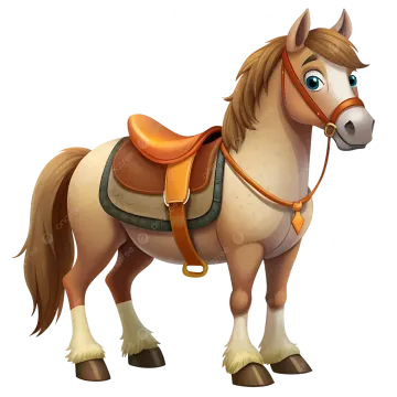 a cartoon horse wearing a saddle
