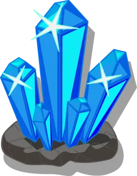 a blue crystal with white stars on it