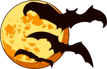 a halloween pumpkin with bats flying around it