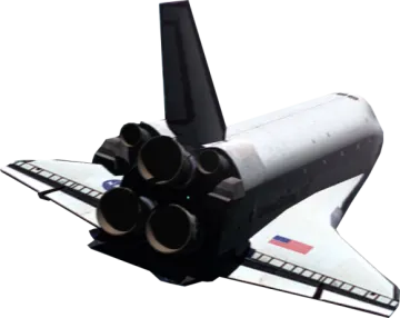 a space shuttle flying through the air