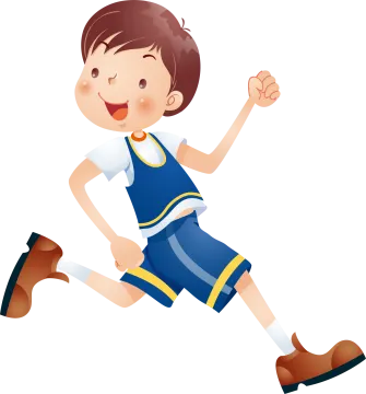 a boy in a basketball uniform running