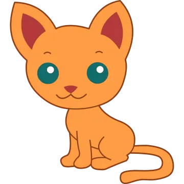 a cartoon cat with blue eyes sitting down