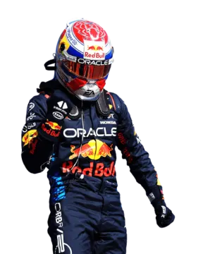 a man in a red bull suit and helmet