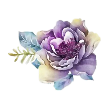 a watercolor painting of a purple flower