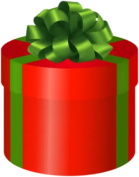 a red gift box with a green bow