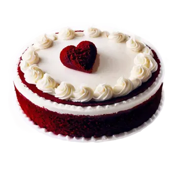 a red velvet cake with white frosting