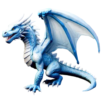 a white dragon with blue wings