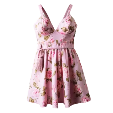 a pink dress with roses on it