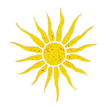 a yellow sun on a white background