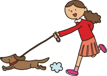 a girl walking her dog