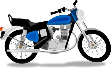 a blue and white motorcycle on a white background