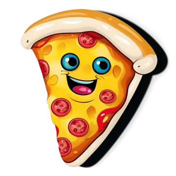 a slice of pizza with a smiley face