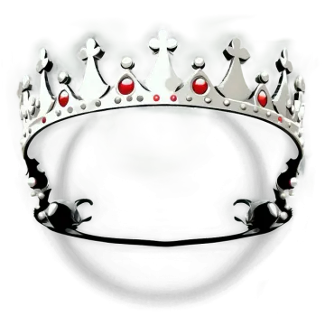 a silver crown with red hearts on it