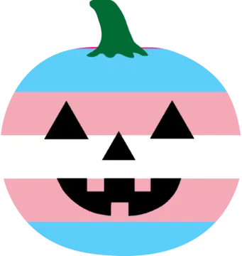 a pink and blue striped pumpkin with a green nose