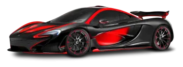 a black and red car on a white background