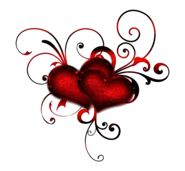 two red hearts on a white background