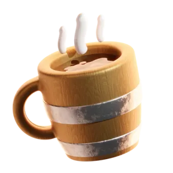 a wooden mug with two white stripes on it