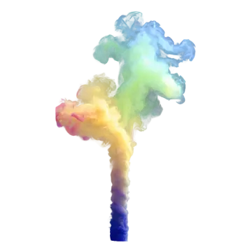 colored smoke on white background