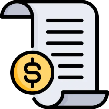 a document with a dollar coin