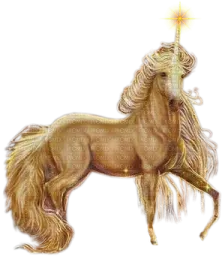 a golden unicorn with a star on its head