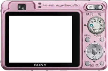 a pink camera with a white screen