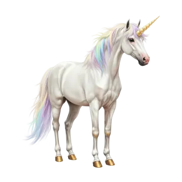 a white unicorn with a rainbow mane
