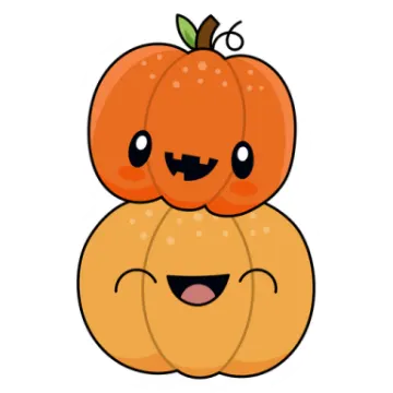 a cartoon pumpkin sitting on top of another pumpkin