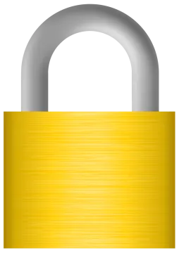 a yellow padlock on a white background