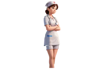 a nurse standing with her arms crossed