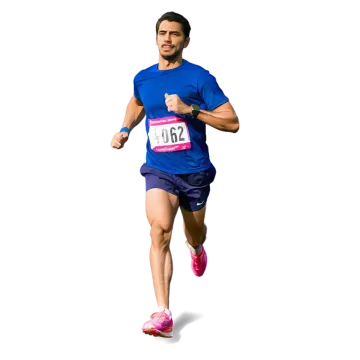 a man running on a white background