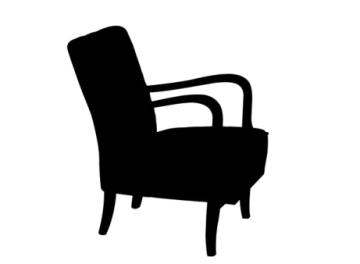 a black and white silhouette of a chair