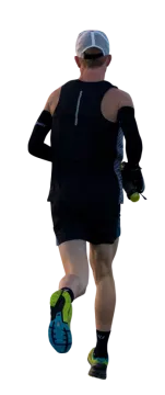 a man running on a white background