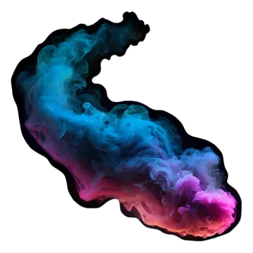 blue and pink smoke on a white background