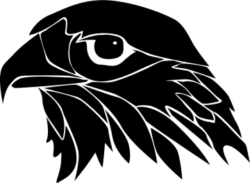 a black and white silhouette of an eagle's head