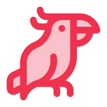 a red bird sitting on top of a white background